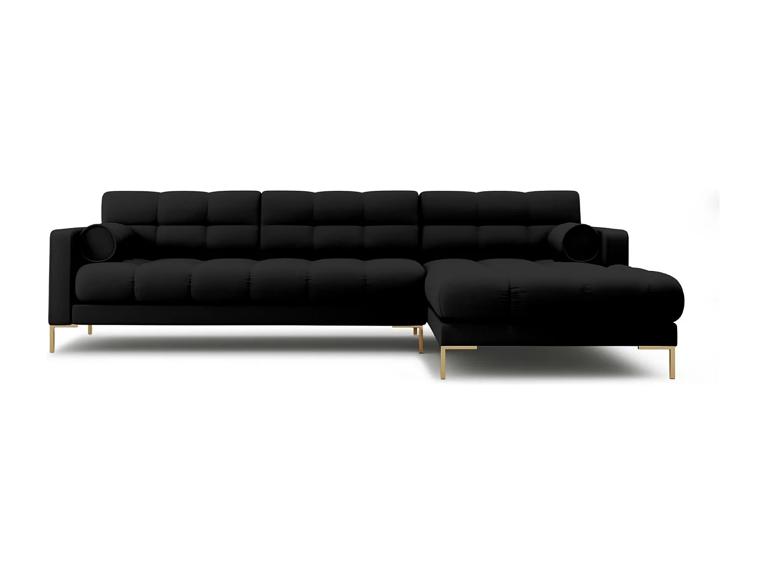 Cosmopolitan Design - 5-Sitzer Ecksofa rechts "Bali" aus strukturiertem Stoff schwarz - 293x185x75cm