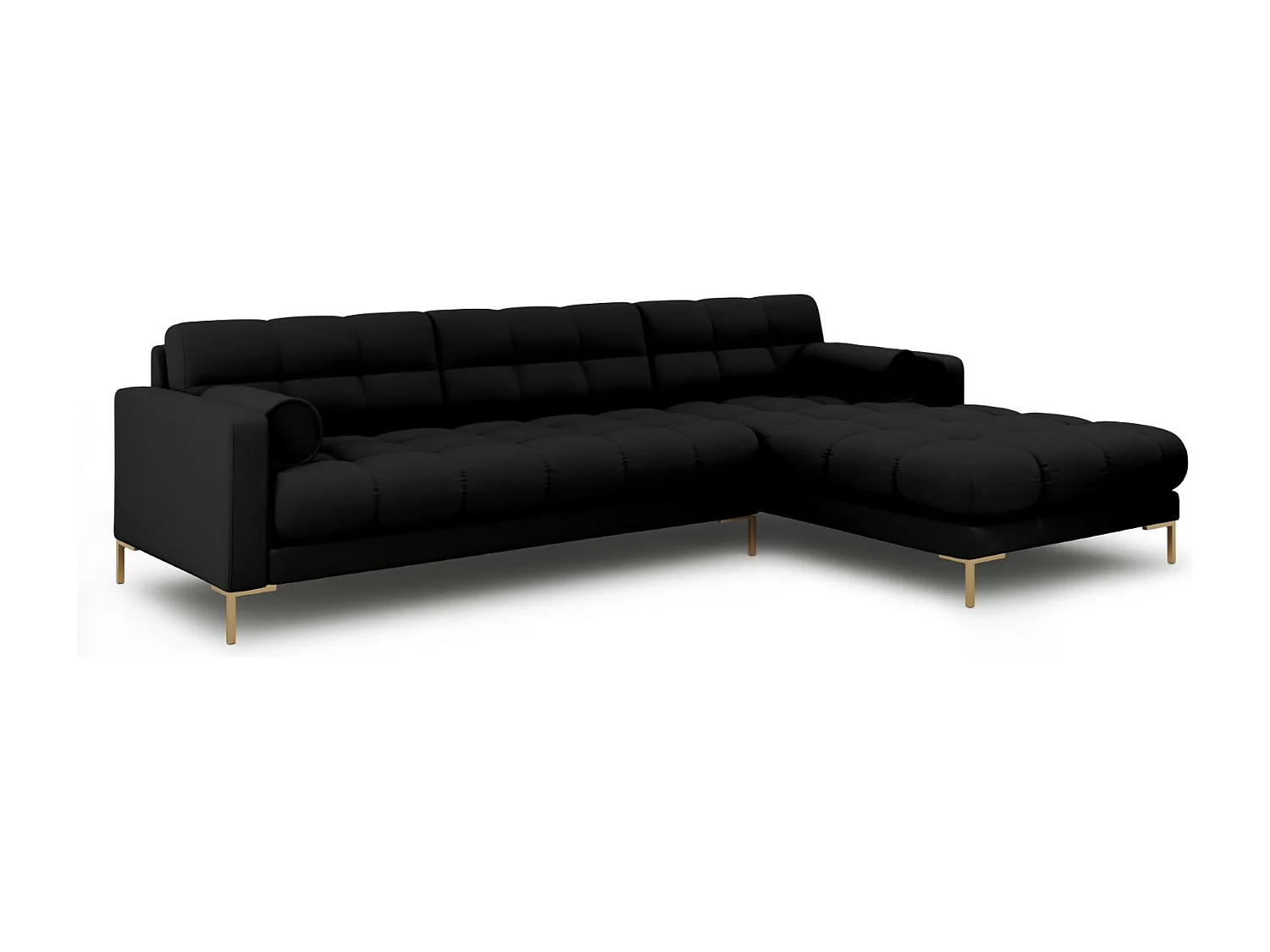 Cosmopolitan Design - 5-Sitzer Ecksofa rechts "Bali" aus strukturiertem Stoff schwarz - 293x185x75cm