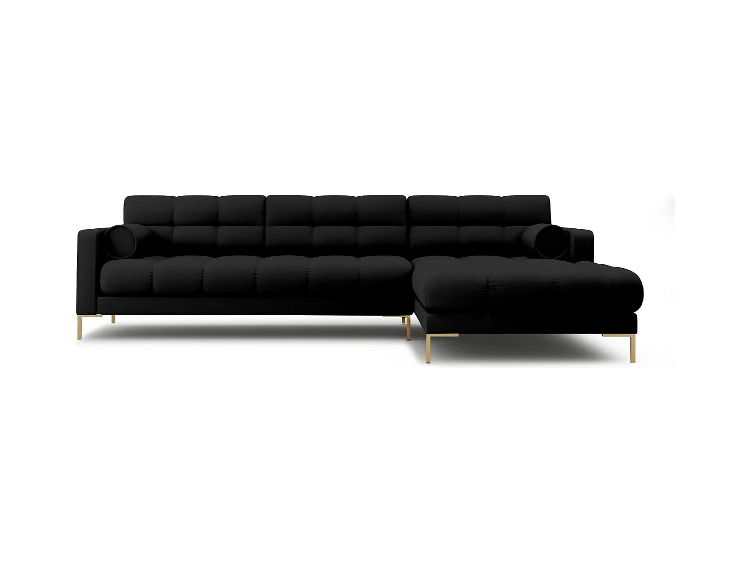 Cosmopolitan Design - Rechter hoekbank "Bali" 5 zitplaatsen, Structurele stof, Zwart - 293x185x75cm