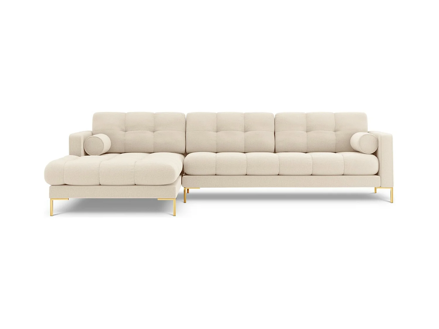 Cosmopolitan Design - Canapé d'angle gauche "Bali" 5 places en tissu structurel beige clair - 293x185x75cm