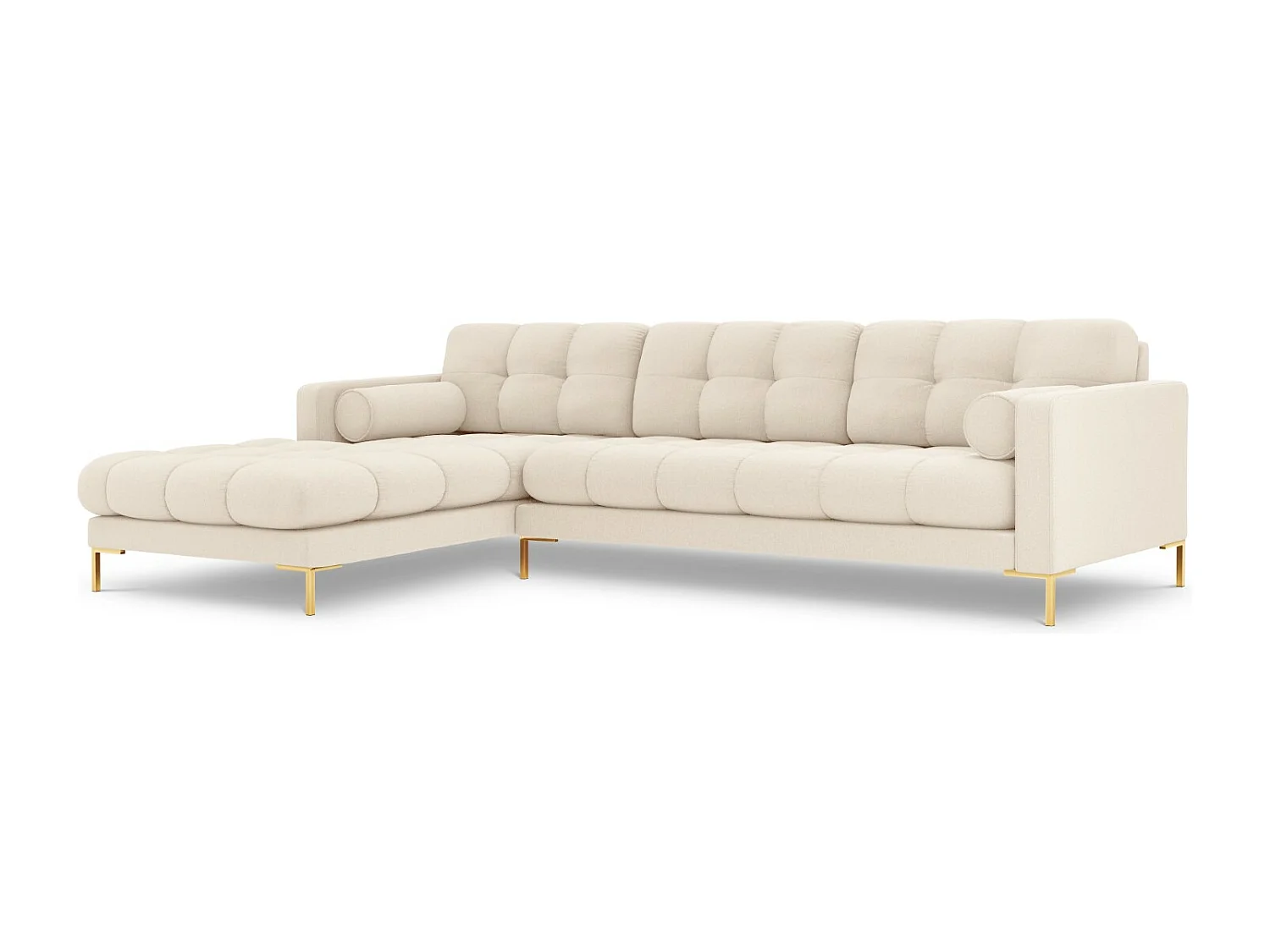 Cosmopolitan Design - Sofá de canto esquerdo "Bali" 5 lugares em tecido estrutural bege claro - 293x185x75cm