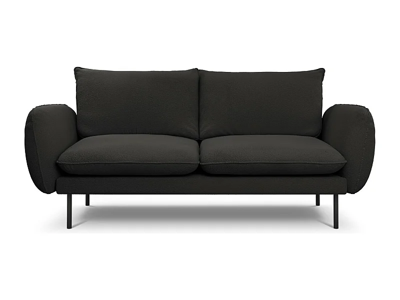 Cosmopolitan Design - Sofa, "Vienna" 2 miejsca boucle, czarny - 160x92x95cm