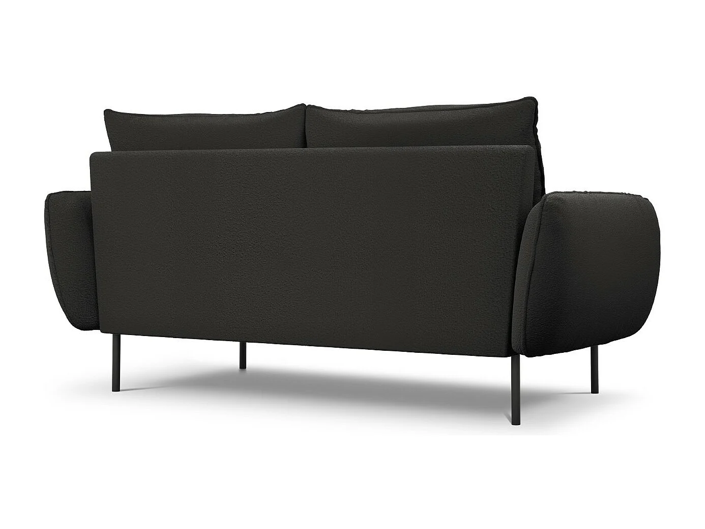 Cosmopolitan Design - Bank "Vienna" 2 zitplaatsen, Boucle, Zwart - 160x92x95cm