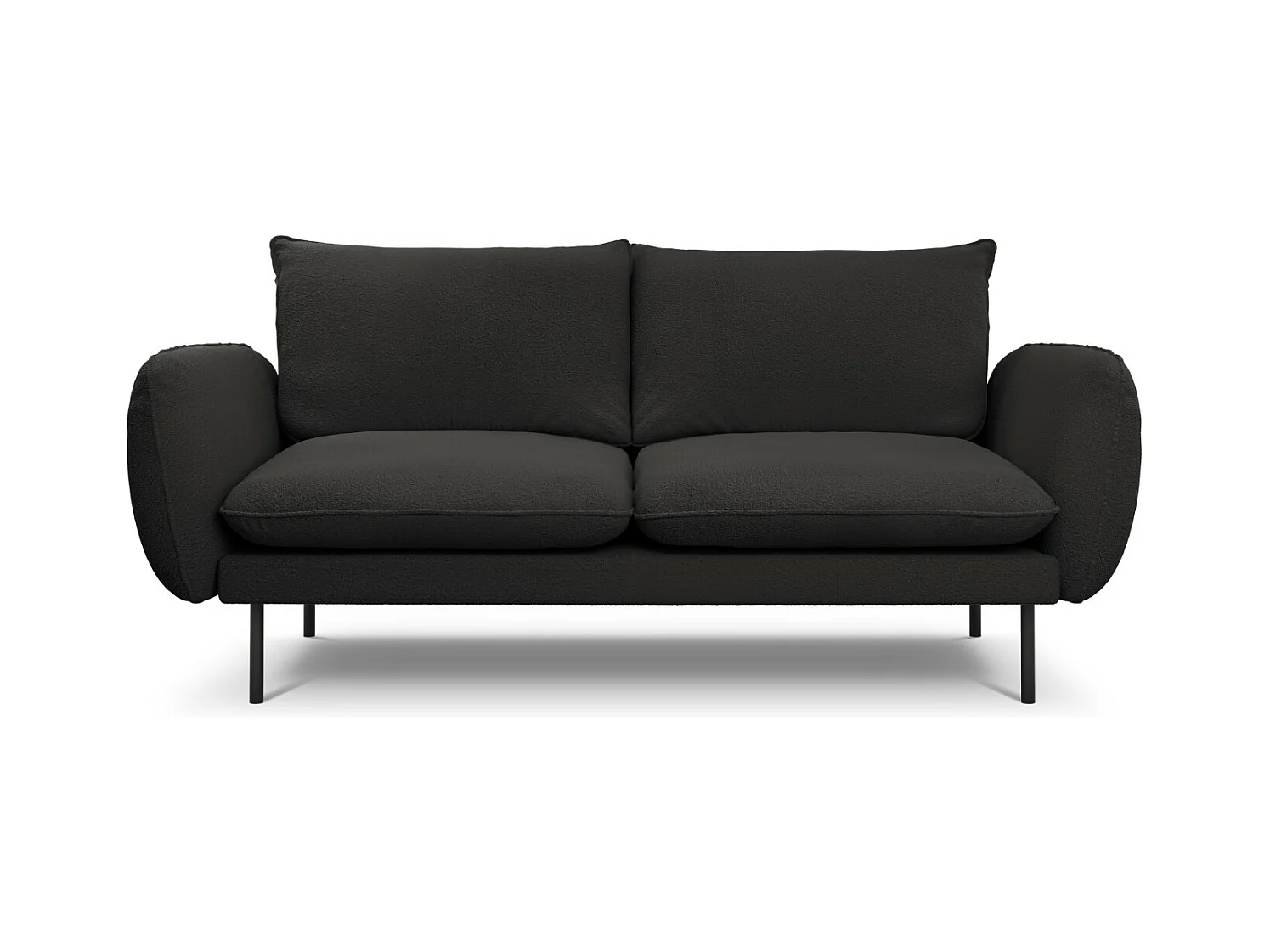 Cosmopolitan Design - Canapé "Vienna" 2 places en bouclé noir - 160x92x95cm