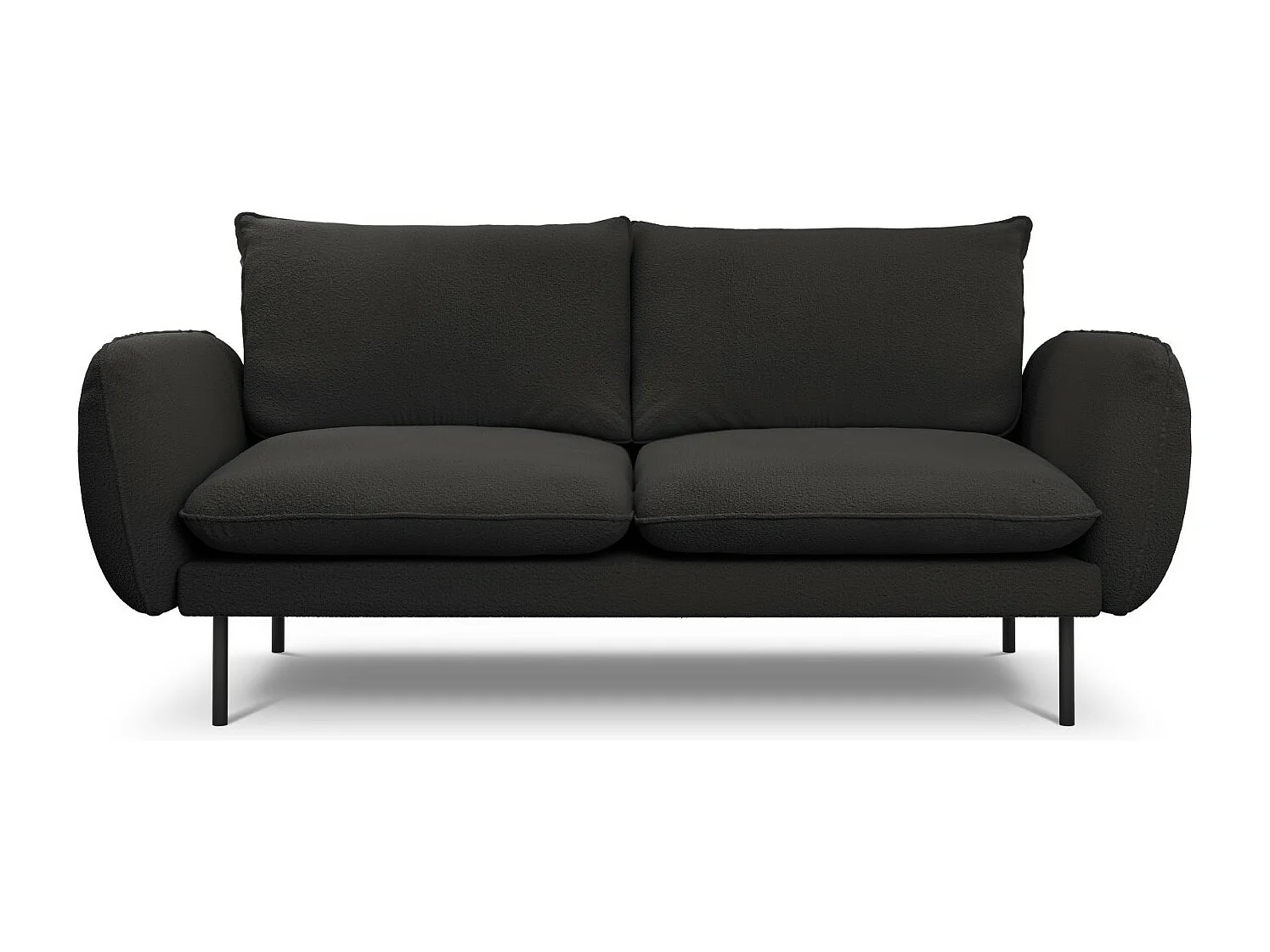 Cosmopolitan Design - Sofá "Vienna" 2 lugares em tecido bouclé preto - 160x92x95cm