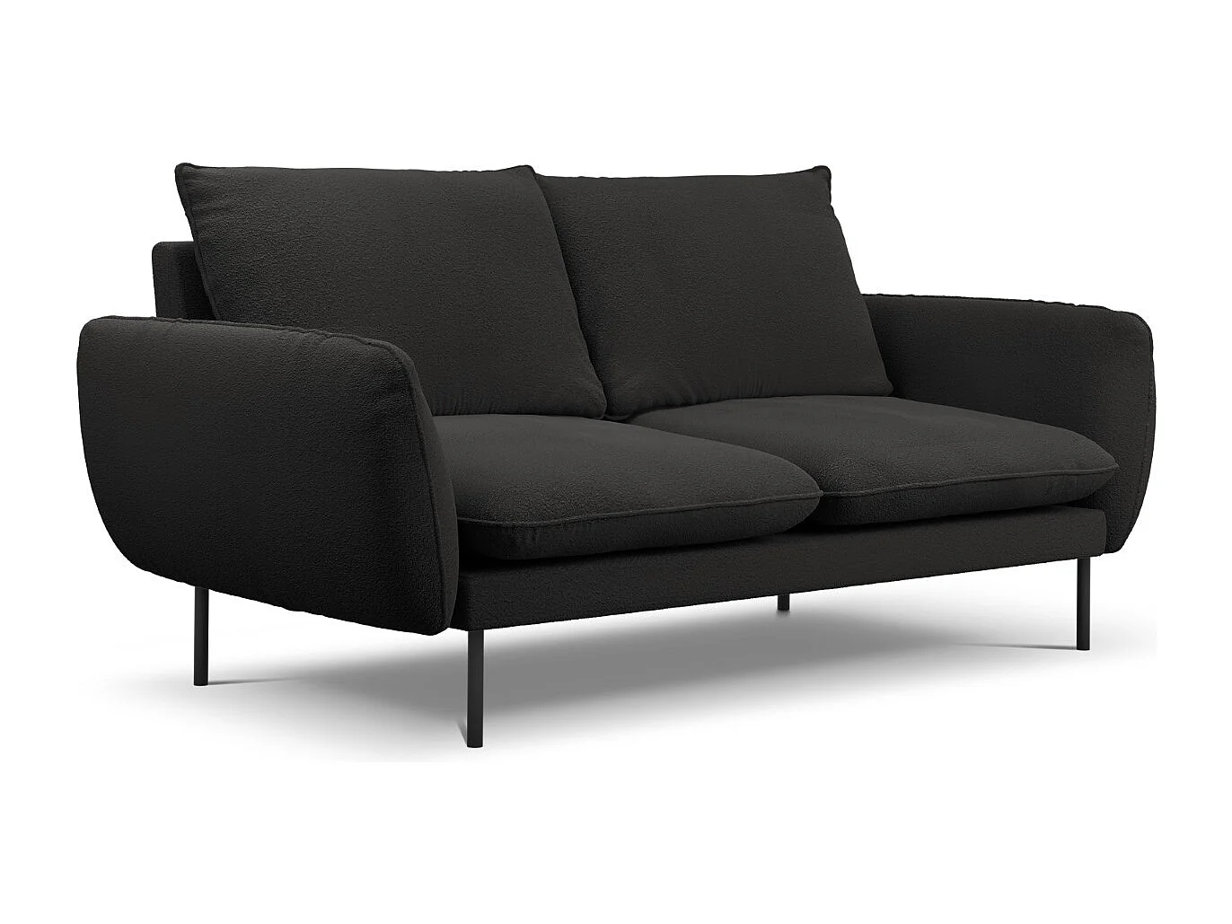 Cosmopolitan Design - Sofá "Vienna" 2 lugares em tecido bouclé preto - 160x92x95cm