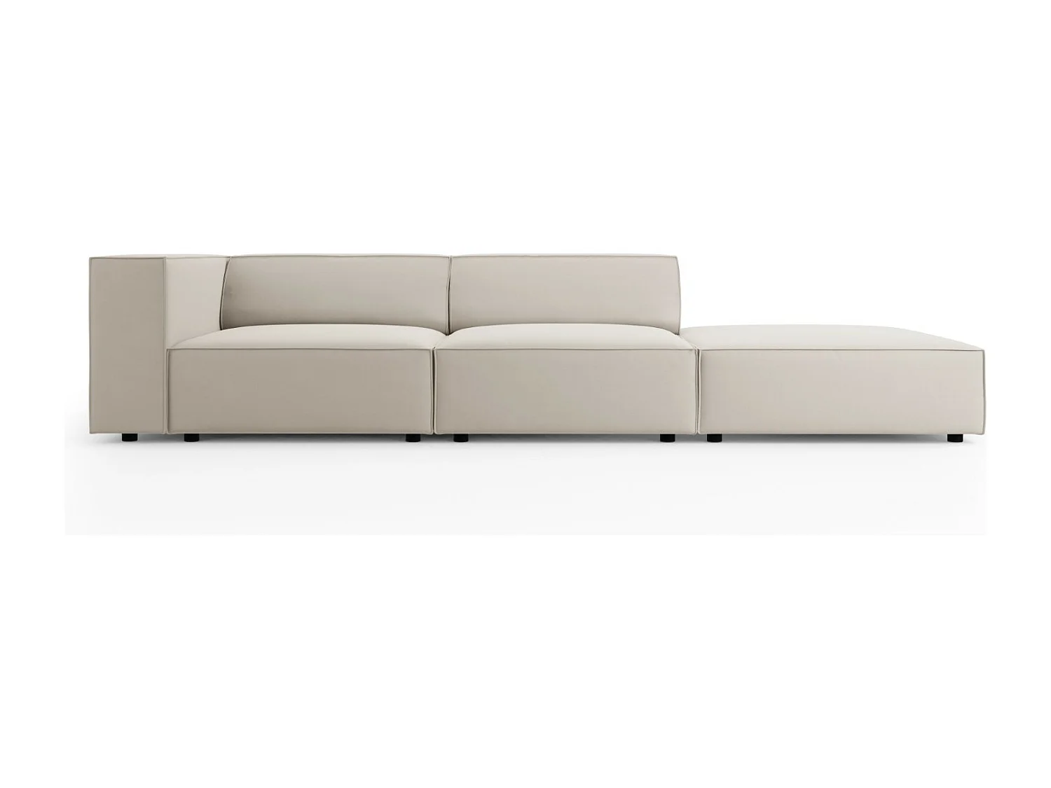 Cosmopolitan Design - 4-Sitzer rechtes Sofa "Arendal" aus Samt Ecru - 262x102x70cm