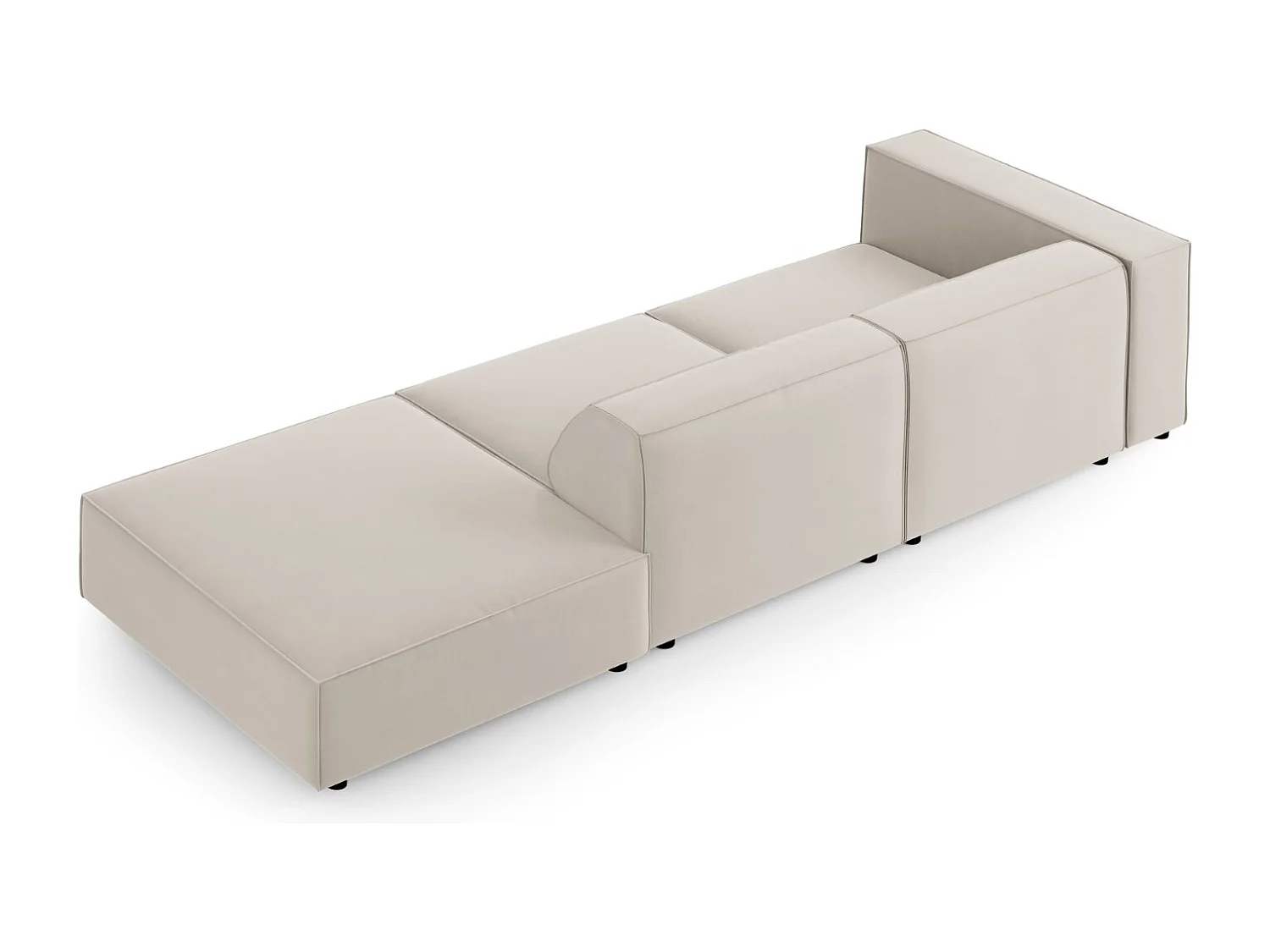 Cosmopolitan Design - Canapé droit "Arendal" 4 places en velours écru - 262x102x70cm