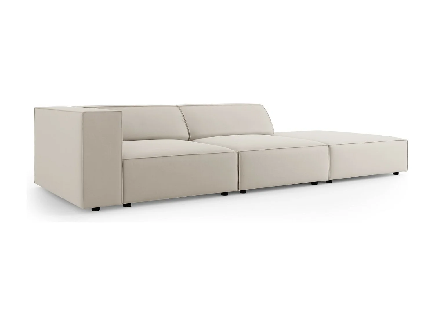 Cosmopolitan Design - Canapé droit "Arendal" 4 places en velours écru - 262x102x70cm