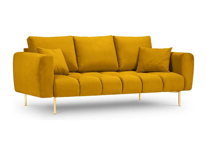 Cosmopolitan Design - Canapé "Hastings" 3 places en velours jaune - 220x97x75cm