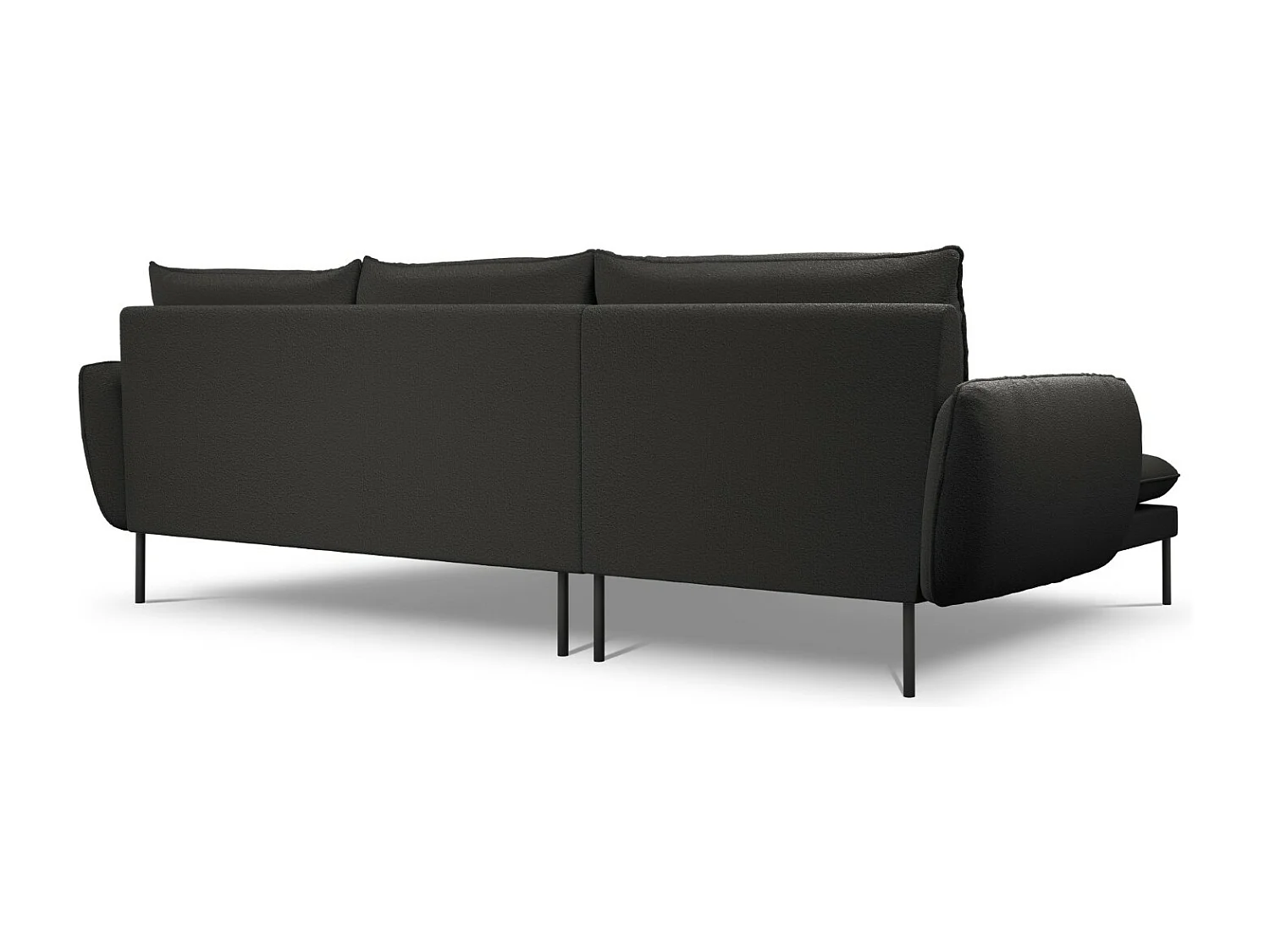 Cosmopolitan Design - Linker hoekbank "Vienna" 5 zitplaatsen, Boucle, Zwart - 255x170x95cm