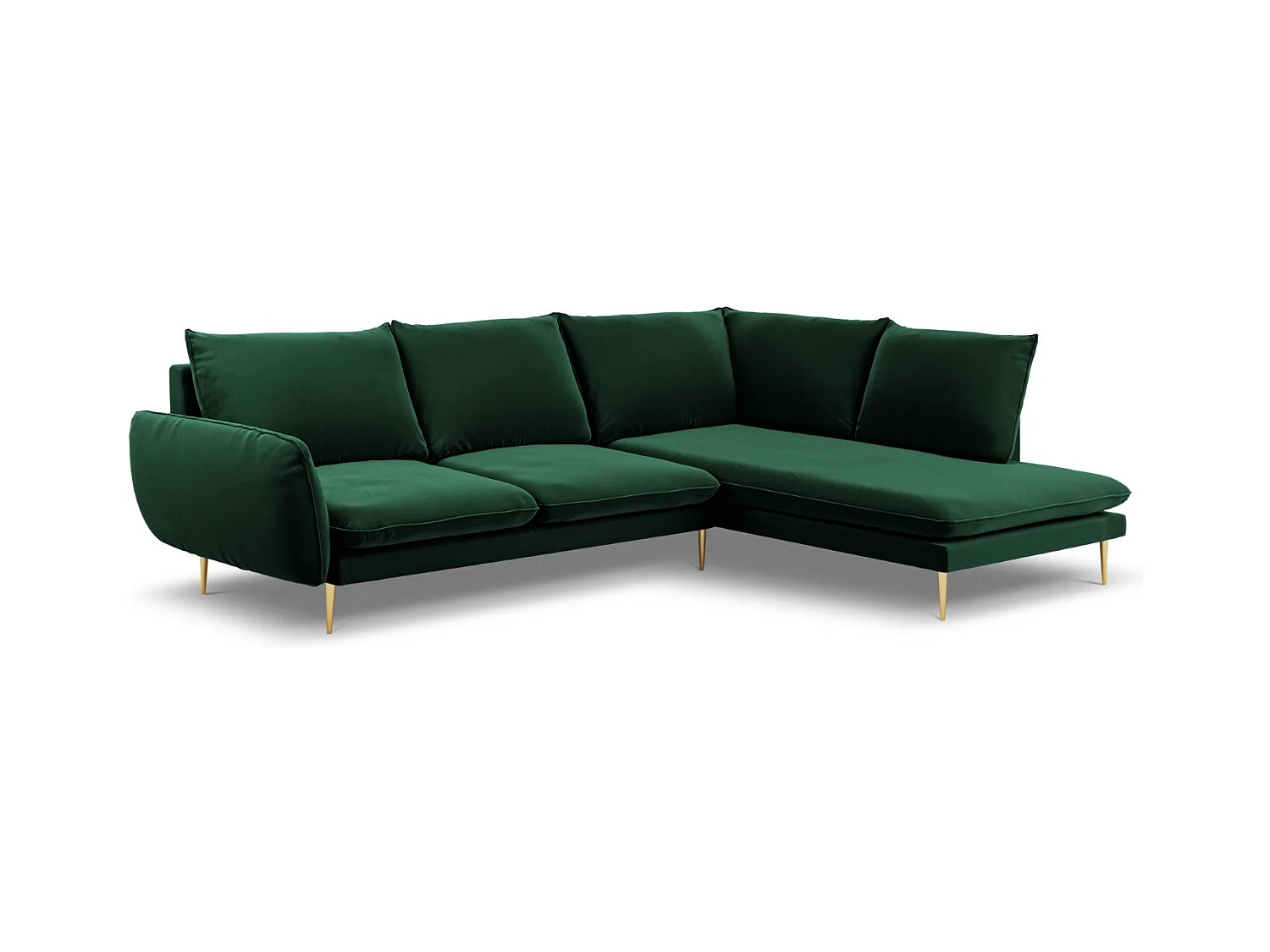 Cosmopolitan Design - Rechter hoekbank "Vienna" 6 zitplaatsen, Flueel, Flessengroen - 275x185x95cm