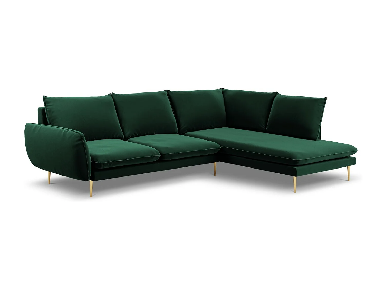 Cosmopolitan Design - Canapé d'angle droit "Vienna" 6 places en velours vert bouteille - 275x185x95cm