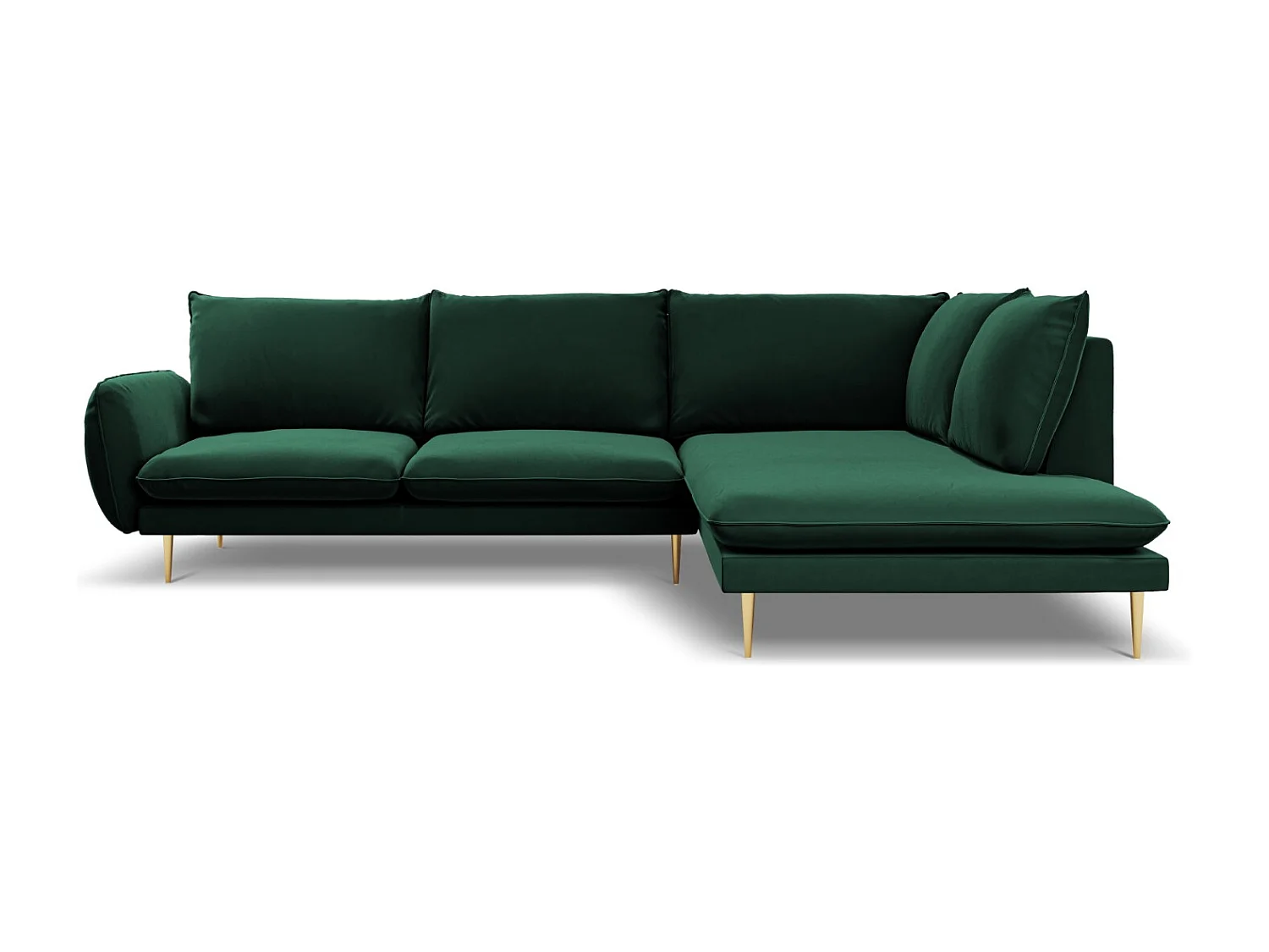 Cosmopolitan Design - Canapé d'angle droit "Vienna" 6 places en velours vert bouteille - 275x185x95cm