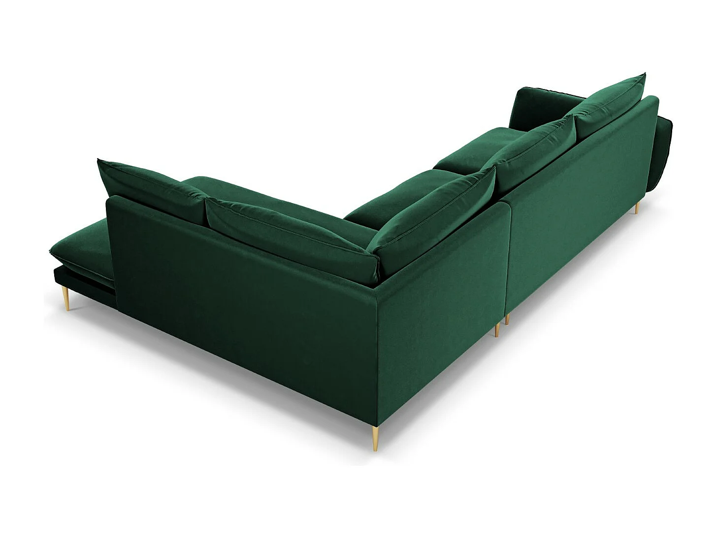 Cosmopolitan Design - Canapé d'angle droit "Vienna" 6 places en velours vert bouteille - 275x185x95cm