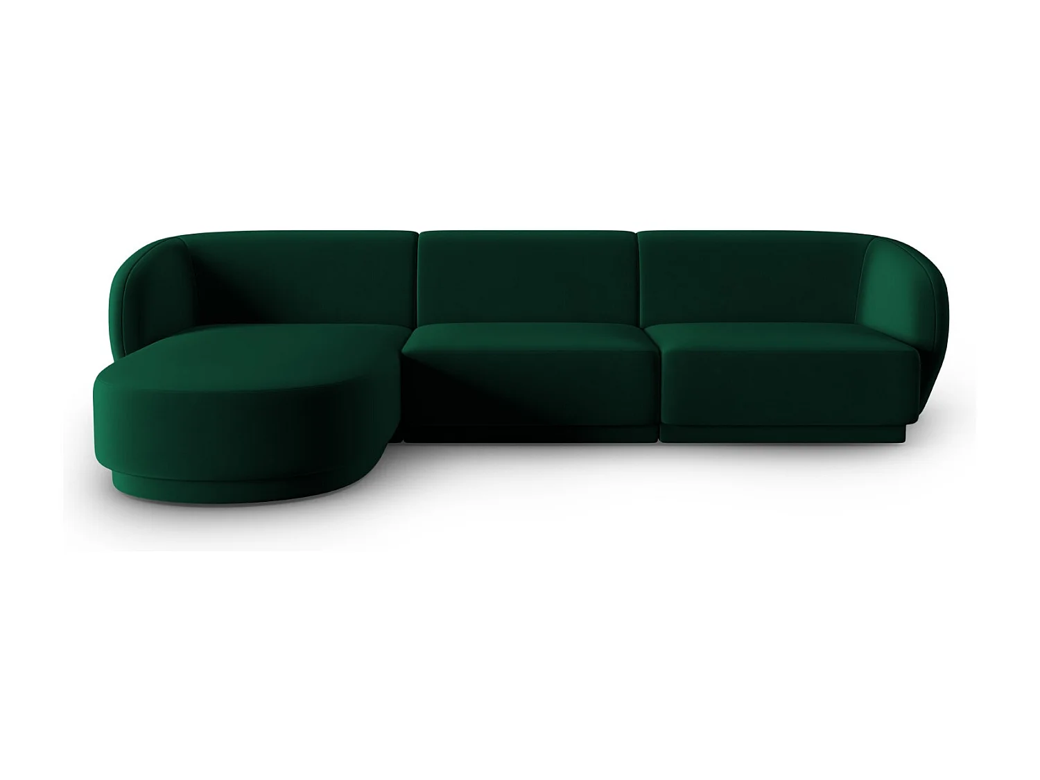 CXL by Christian Lacroix - Canapé d'angle gauche modulable "Lionel" 4 places en velours vert bouteille - 266x155x74cm