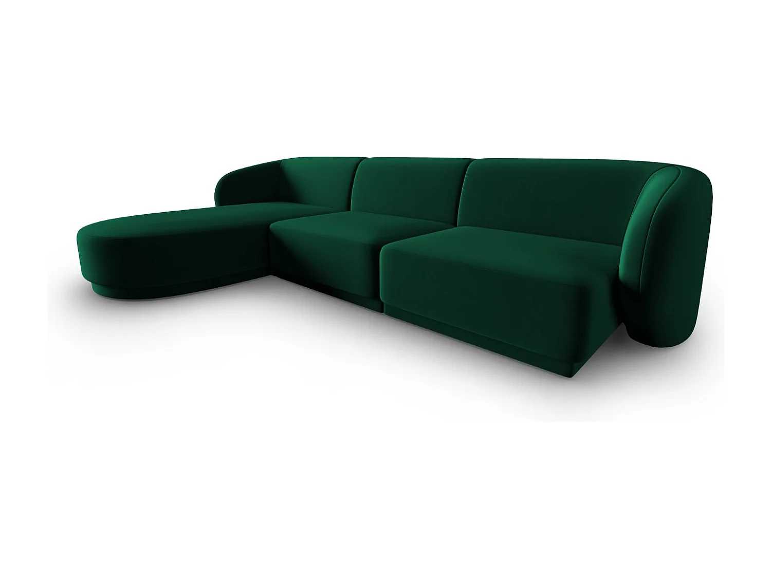 CXL by Christian Lacroix - Canapé d'angle gauche modulable "Lionel" 4 places en velours vert bouteille - 266x155x74cm