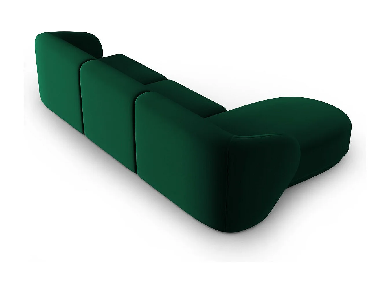 CXL by Christian Lacroix - Canapé d'angle gauche modulable "Lionel" 4 places en velours vert bouteille - 266x155x74cm