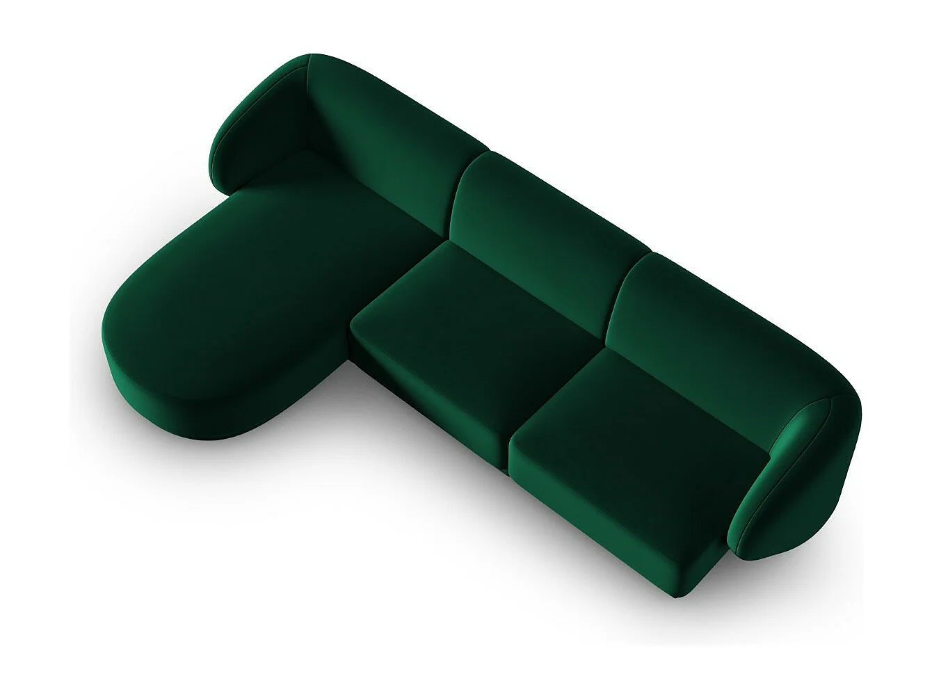 CXL by Christian Lacroix - Canapé d'angle gauche modulable "Lionel" 4 places en velours vert bouteille - 266x155x74cm