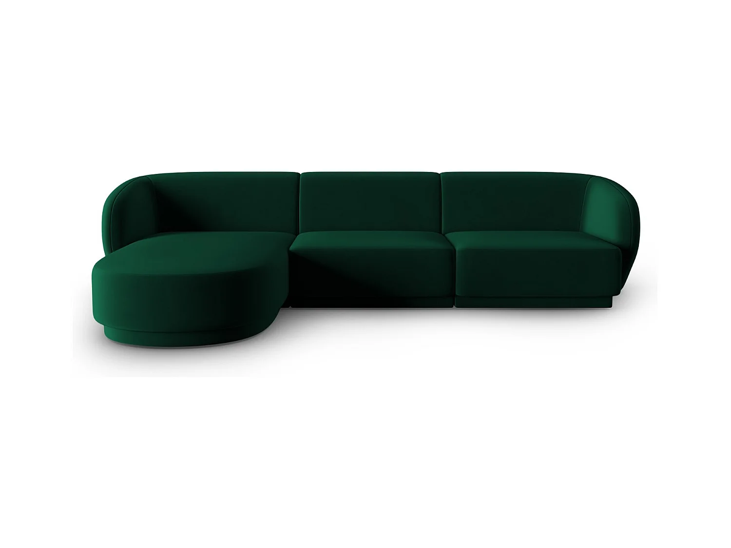 CXL by Christian Lacroix - Canapé d'angle gauche modulable "Lionel" 4 places en velours vert bouteille - 266x155x74cm