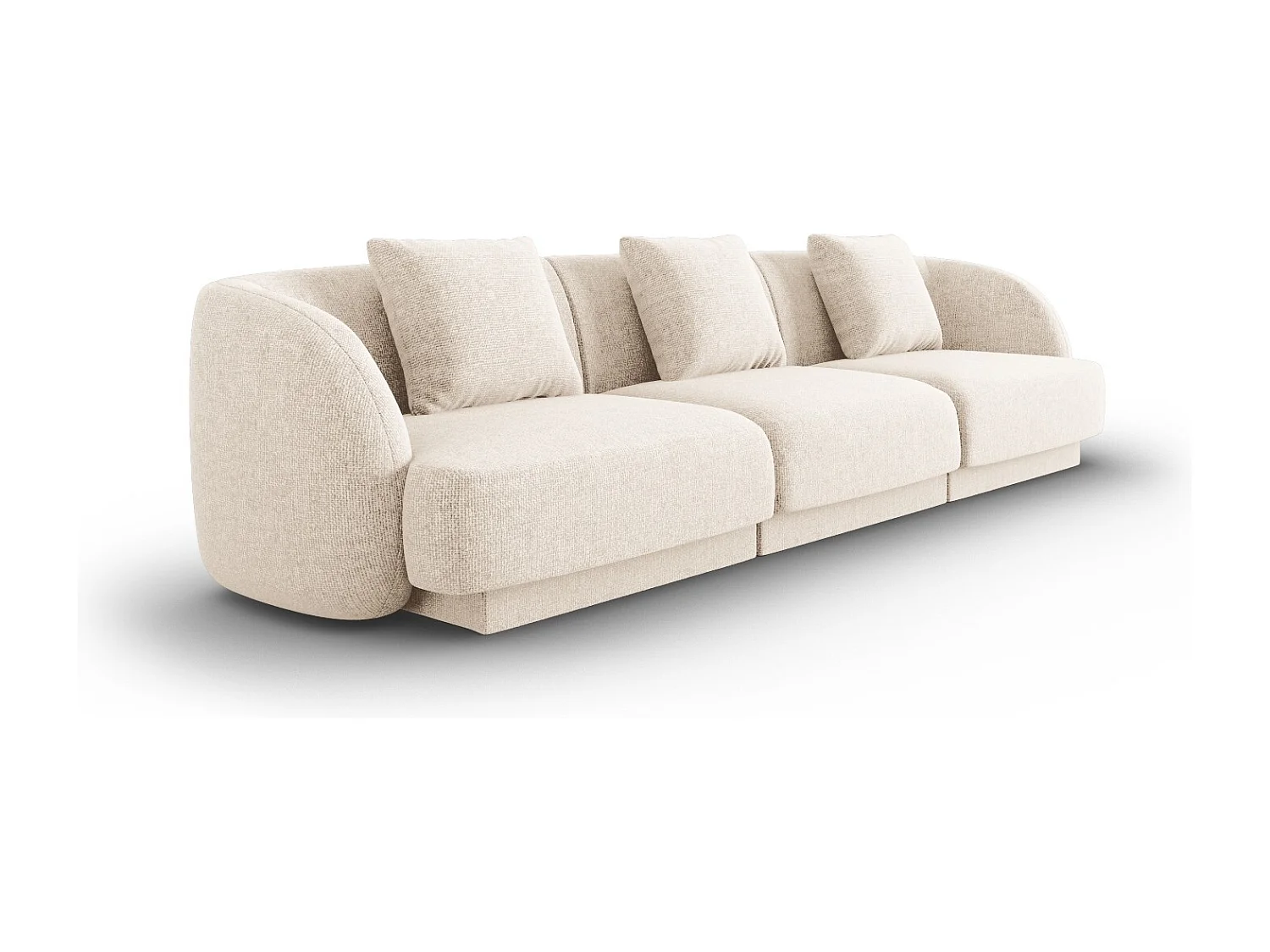 Cosmopolitan Design - Sofa, "Tulum" 3 miejsca szenil, beż jasny - 255x90x70cm
