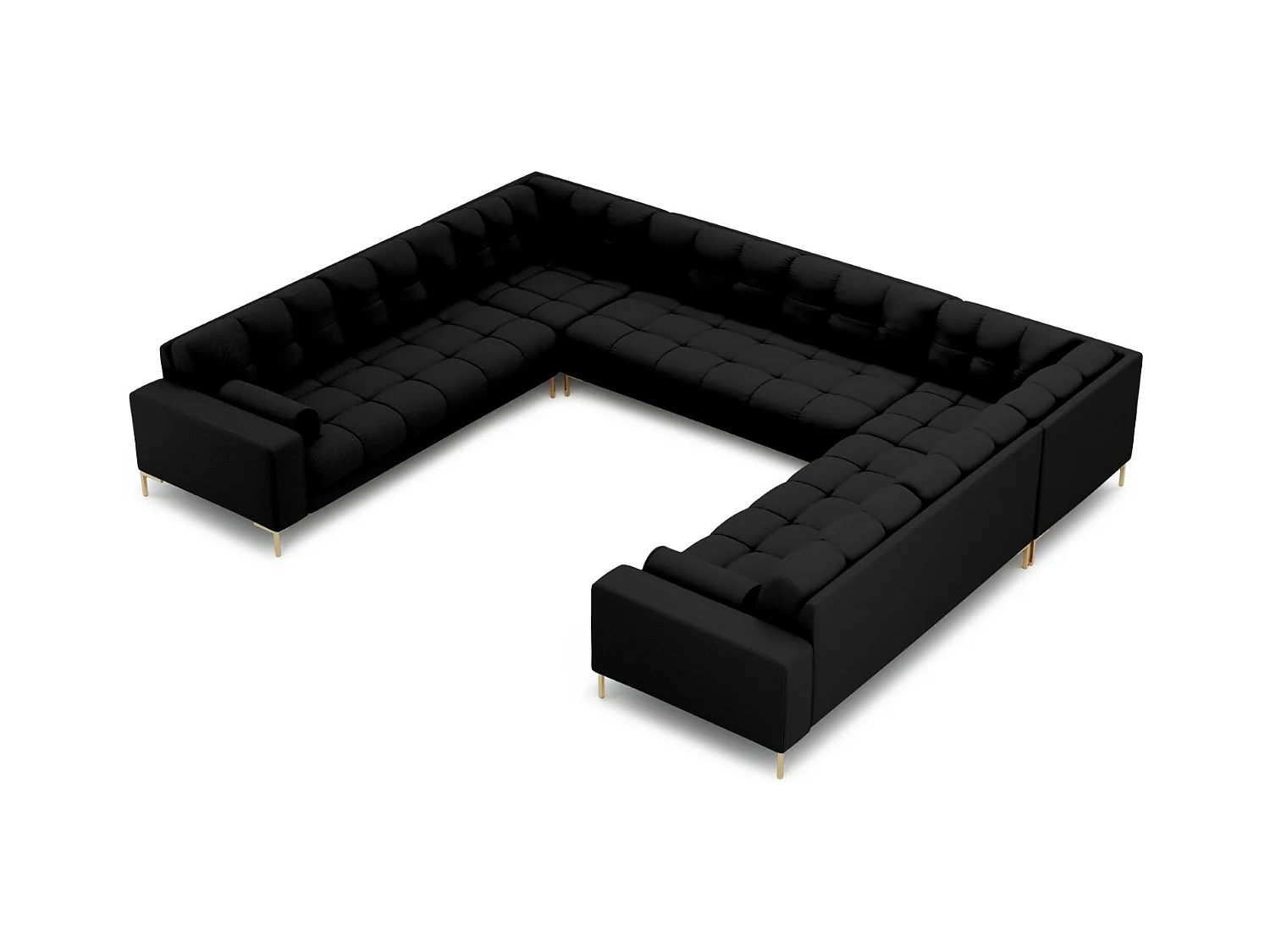 Cosmopolitan Design - Panoramische bank "Bali" 9 zitplaatsen, Structurele stof, Zwart - 327x256x75cm