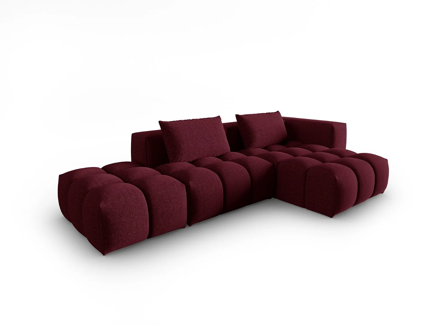 CXL by Christian Lacroix - Sofá esquinero modular derecho "Lorella" 4 plazas de tejido estructural granate - 265x145x70cm