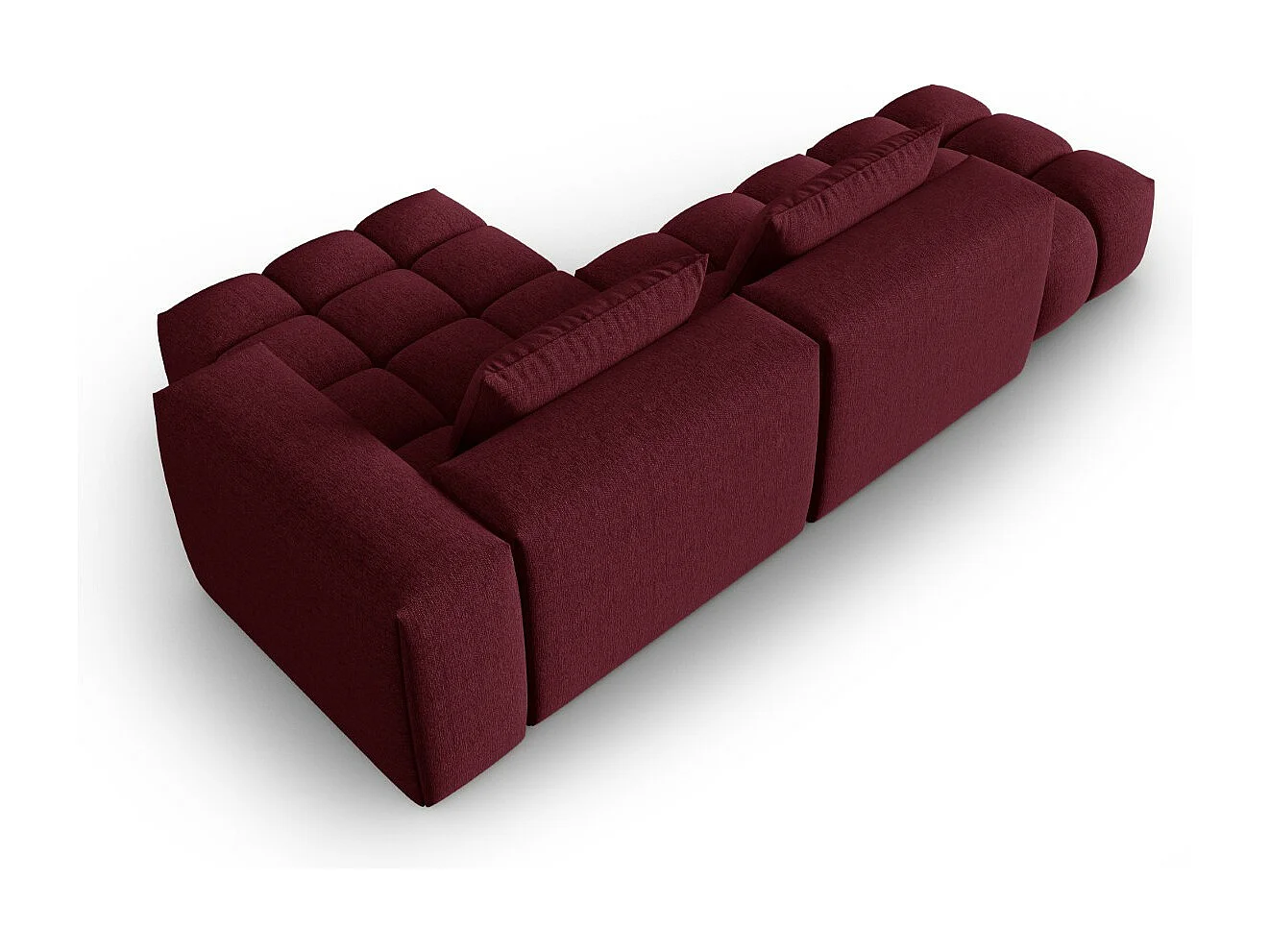 CXL by Christian Lacroix - Sofá esquinero modular derecho "Lorella" 4 plazas de tejido estructural granate - 265x145x70cm