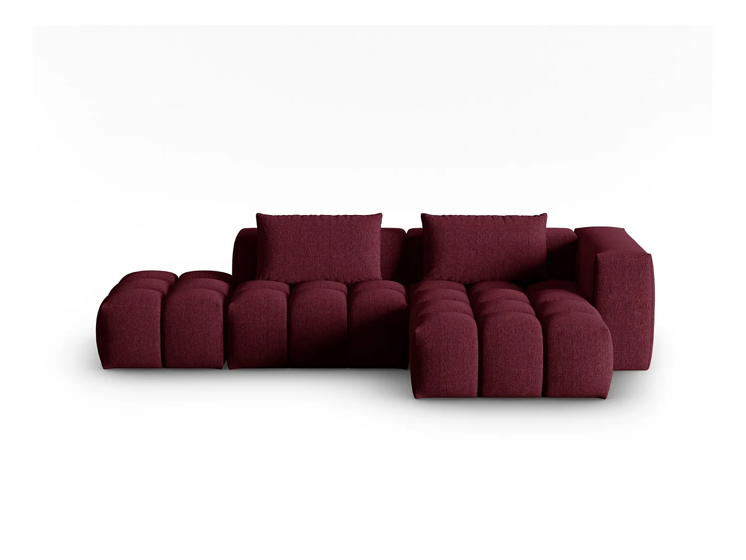 CXL by Christian Lacroix - Canapé d'angle droit modulable "Lorella" 4 places en tissu structurel bordeaux - 265x145x70cm