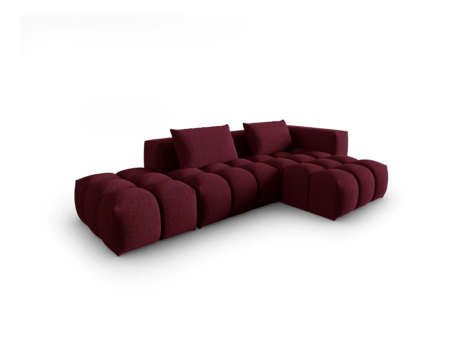 CXL by Christian Lacroix - Canapé d'angle droit modulable "Lorella" 4 places en tissu structurel bordeaux - 265x145x70cm