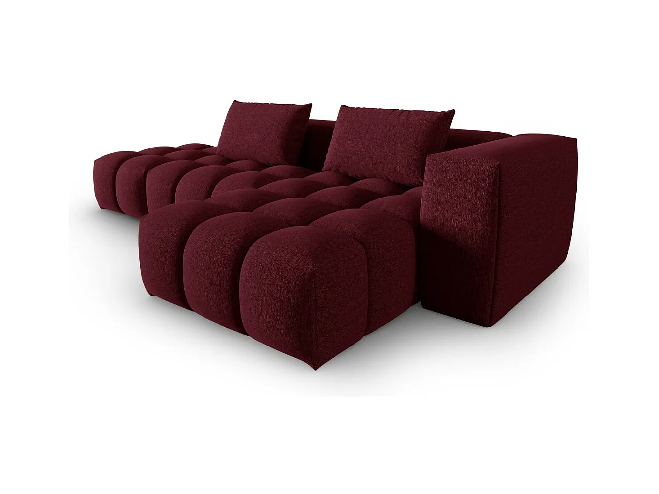 CXL by Christian Lacroix - Canapé d'angle droit modulable "Lorella" 4 places en tissu structurel bordeaux - 265x145x70cm