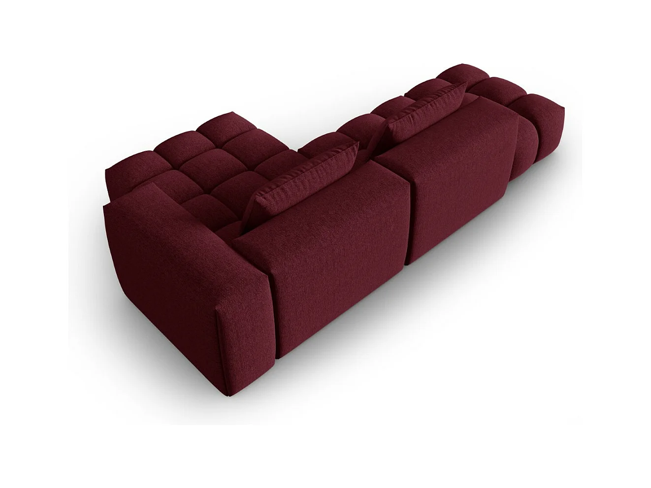 CXL by Christian Lacroix - Canapé d'angle droit modulable "Lorella" 4 places en tissu structurel bordeaux - 265x145x70cm