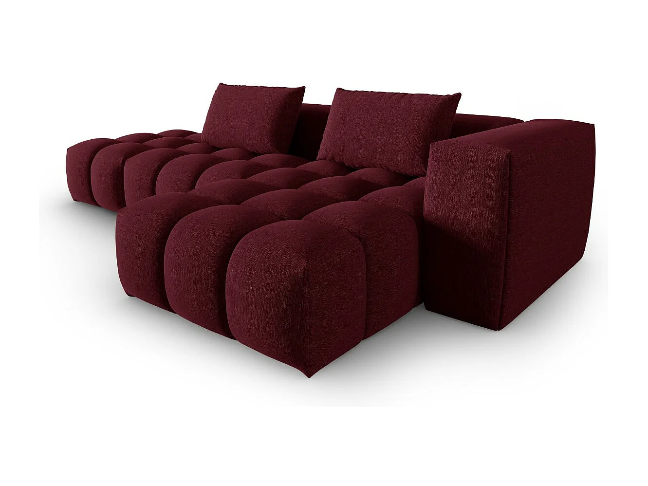 CXL by Christian Lacroix - Canapé d'angle droit modulable "Lorella" 4 places en tissu structurel bordeaux - 265x145x70cm