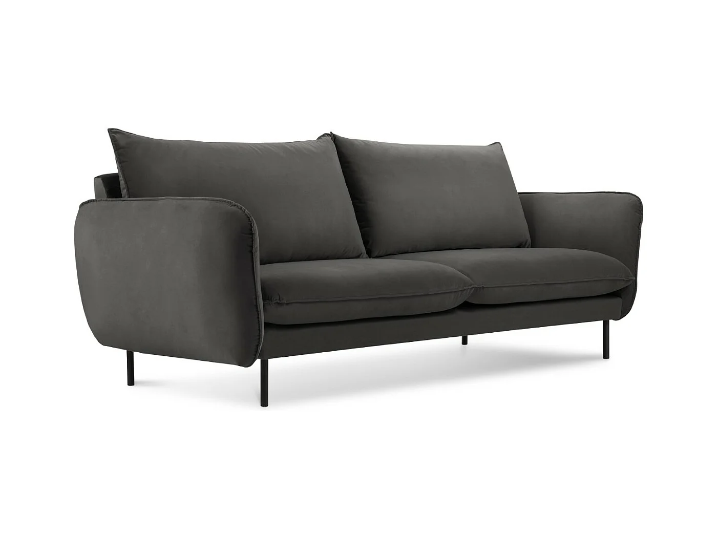 Cosmopolitan Design - Canapé "Vienna" 2 places en velours gris foncé - 160x92x95cm