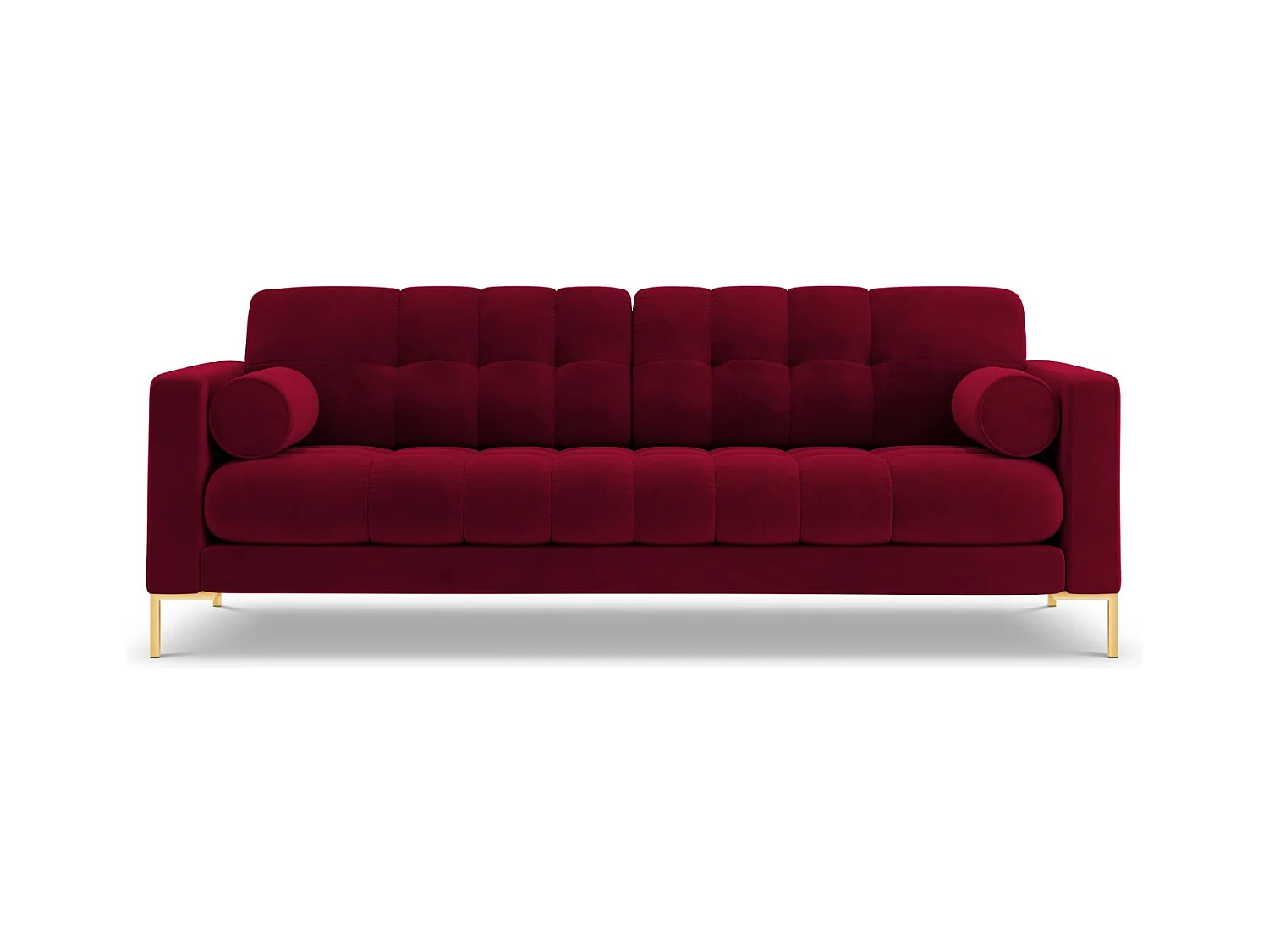 Cosmopolitan Design - Canapé "Bali" 4 places en velours rouge - 217x92x75cm