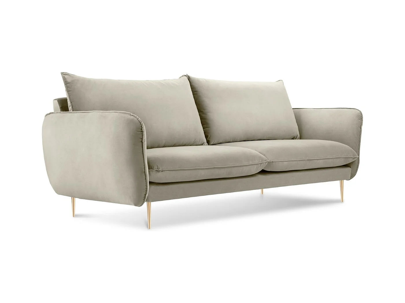 Cosmopolitan Design - Canapé "Vienna" 2 places en velours beige - 160x92x95cm