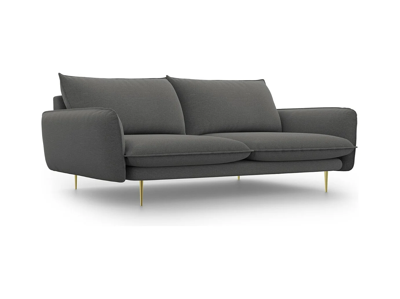 Cosmopolitan Design - Bank "Vienna" 4 zitplaatsen, Structurele stof, Donkergrijs - 230x92x95cm