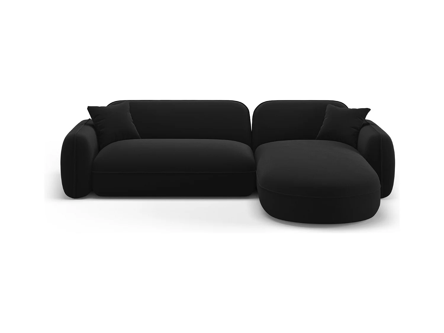 CXL by Christian Lacroix - Modulaire hoekbank rechts "Lucien" 4 zitplaatsen, Flueel, Zwart - 275x165x70cm