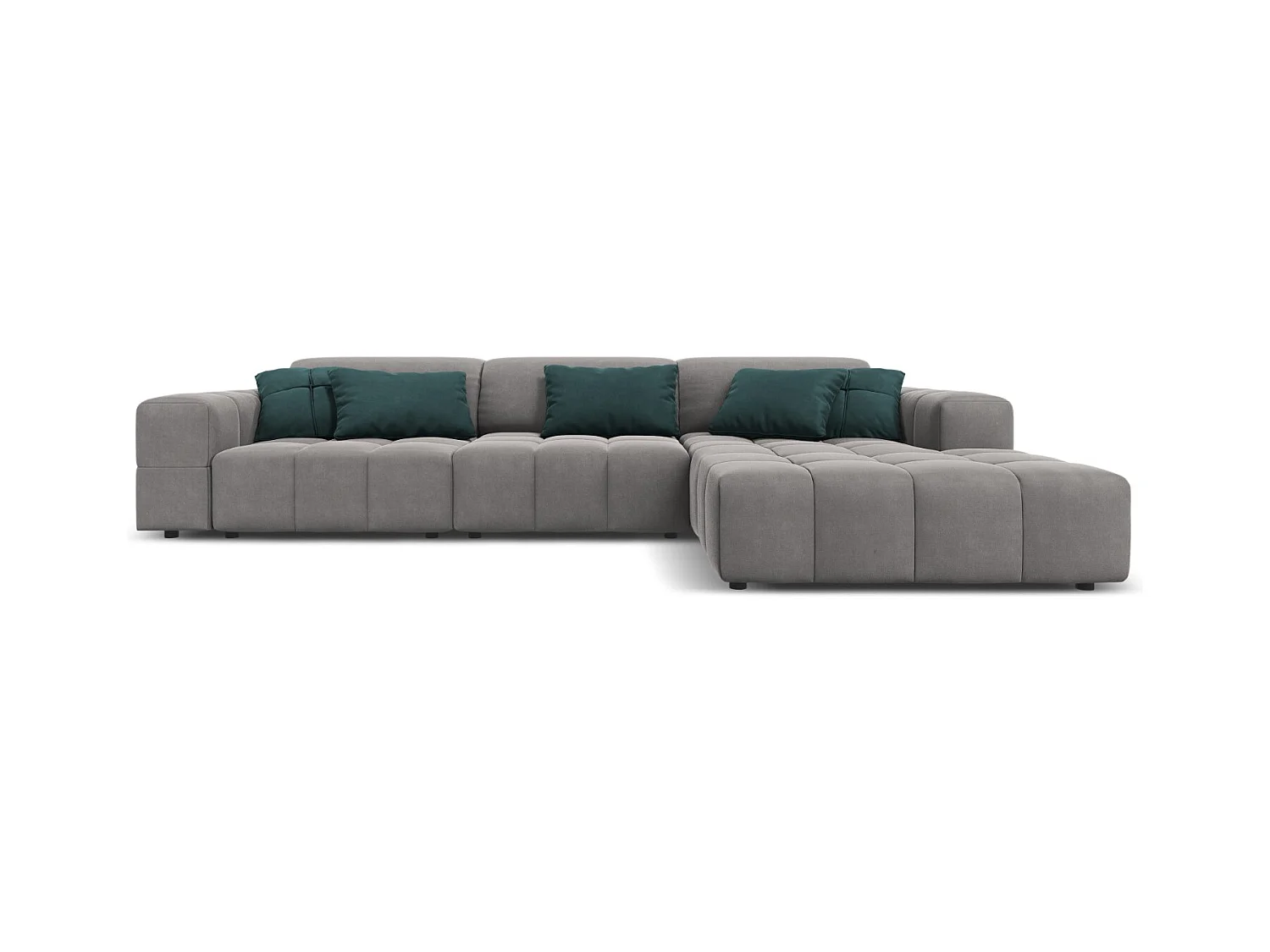 CXL by Christian Lacroix - Rechter hoekbank "Luc" 4 zitplaatsen, Flueel, Lichtgrijs - 284x166x70cm