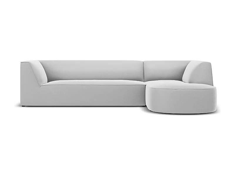 CXL by Christian Lacroix - Canapé d'angle droit "Charles" 4 places en velours gris clair - 273x180x69cm