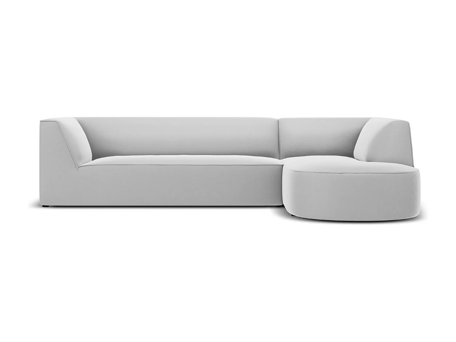 CXL by Christian Lacroix - Canapé d'angle droit "Charles" 4 places en velours gris clair - 273x180x69cm