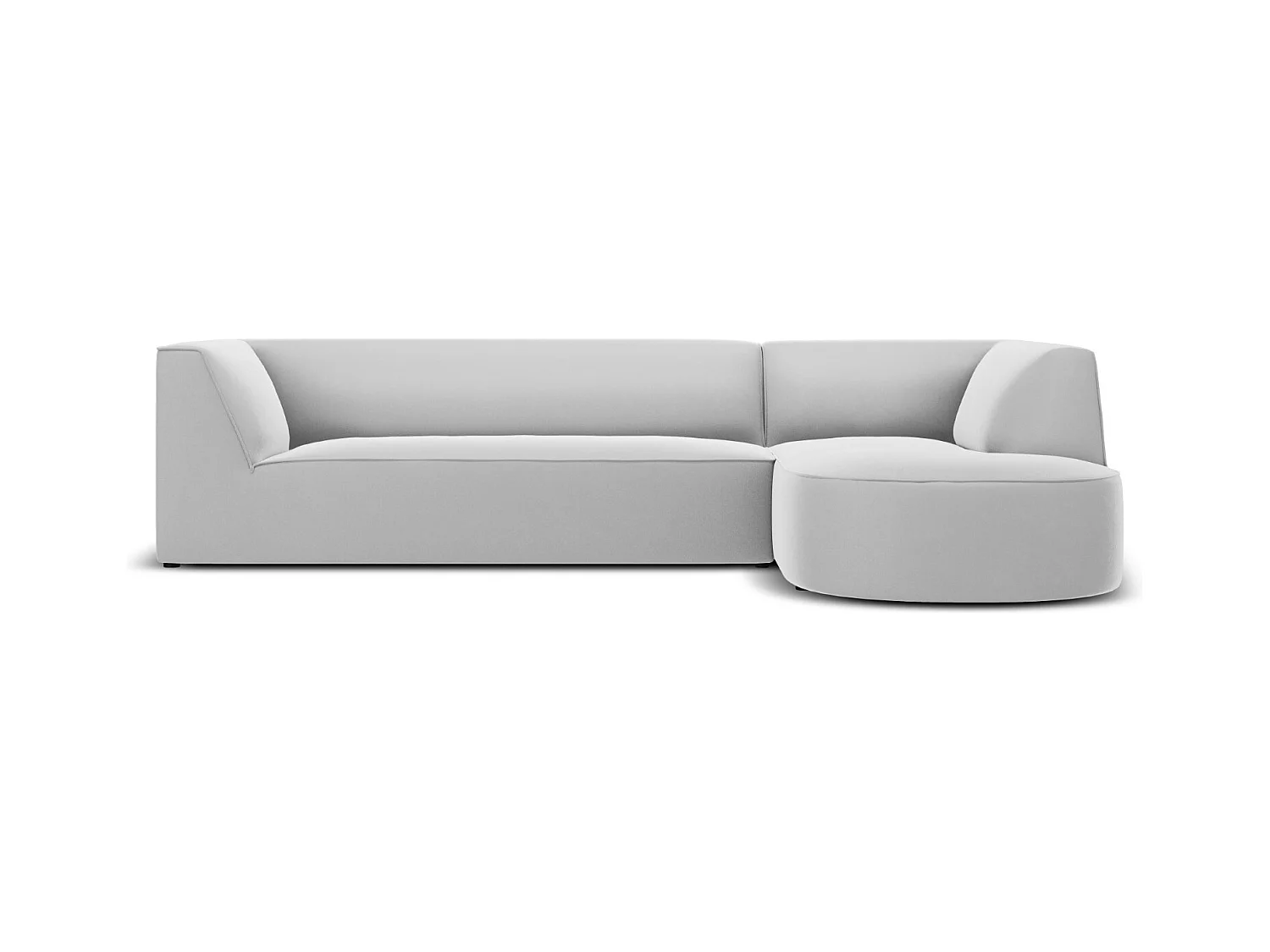 CXL by Christian Lacroix - Rechter hoekbank "Charles" 4 zitplaatsen, Flueel, Lichtgrijs - 273x180x69cm