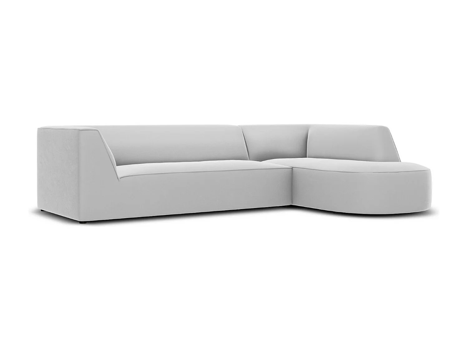 CXL by Christian Lacroix - Canapé d'angle droit "Charles" 4 places en velours gris clair - 273x180x69cm