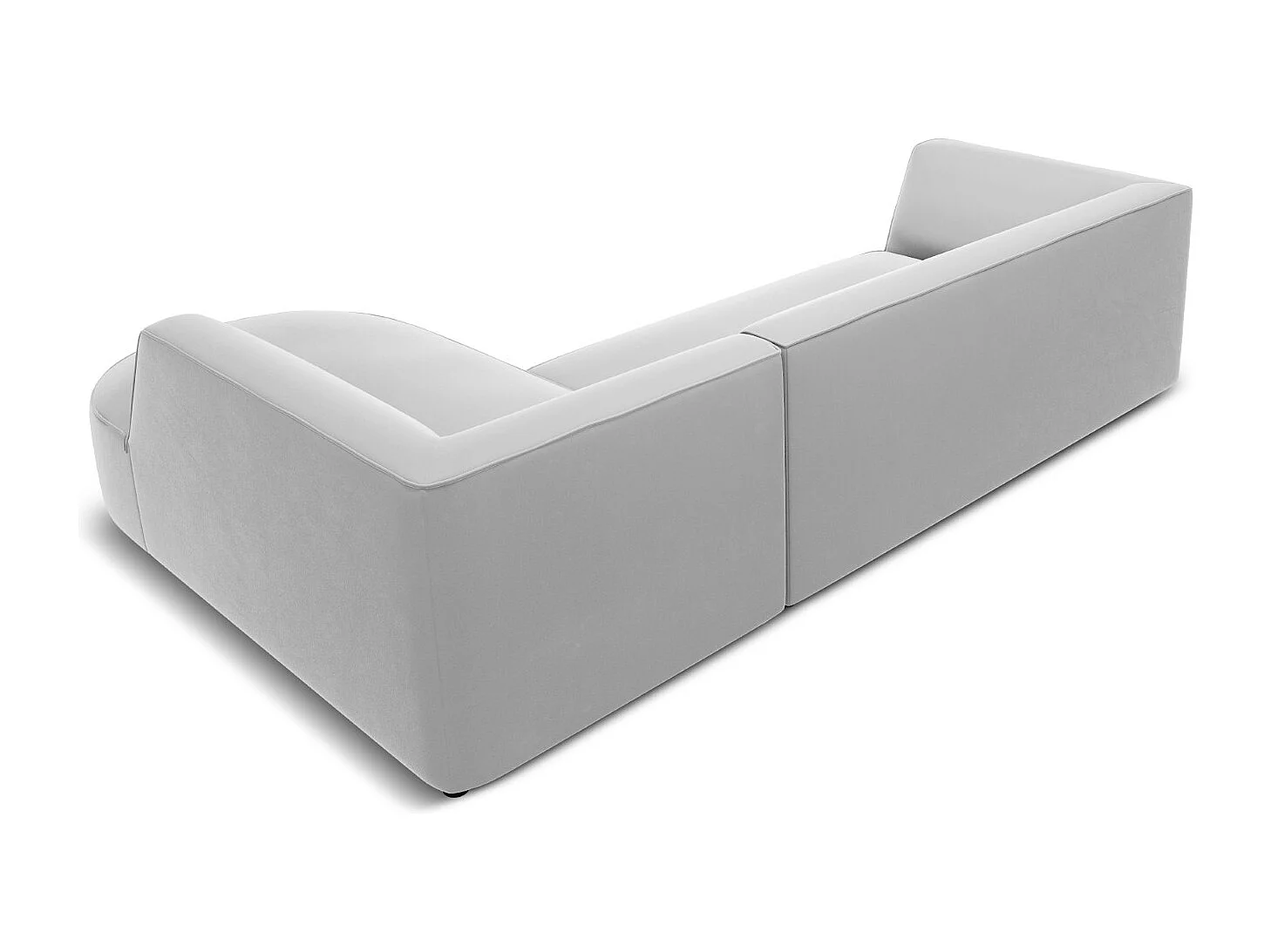 CXL by Christian Lacroix - Canapé d'angle droit "Charles" 4 places en velours gris clair - 273x180x69cm