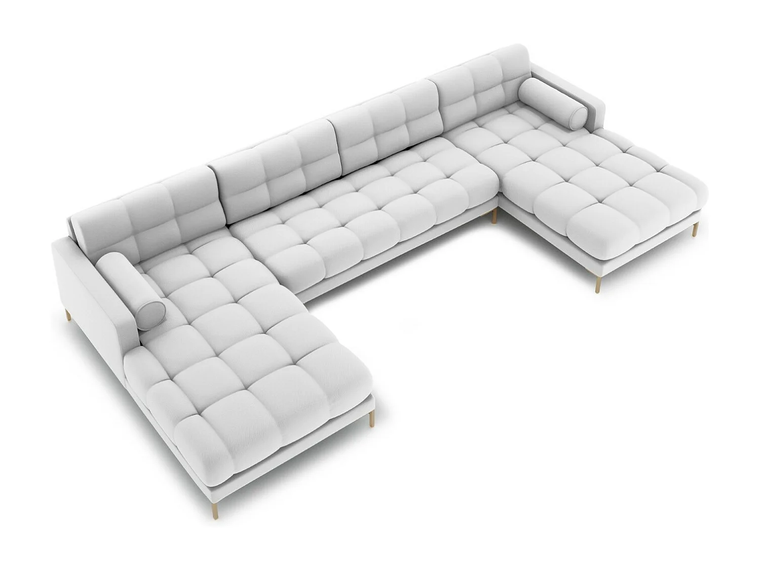 Cosmopolitan Design - 7-Sitzer Panoramasofa "Bali" aus strukturiertem Stoff hellgrau - 383x185x75cm