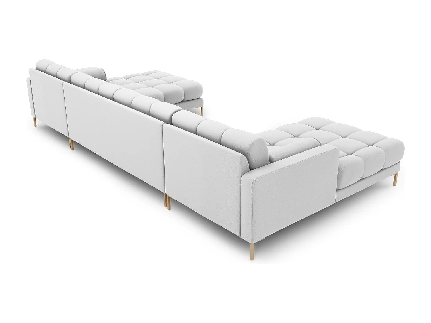 Cosmopolitan Design - Sofa panoramiczna, "Bali" 7 miejsc tkanina strukturalna, szary jasny - 383x185x75cm