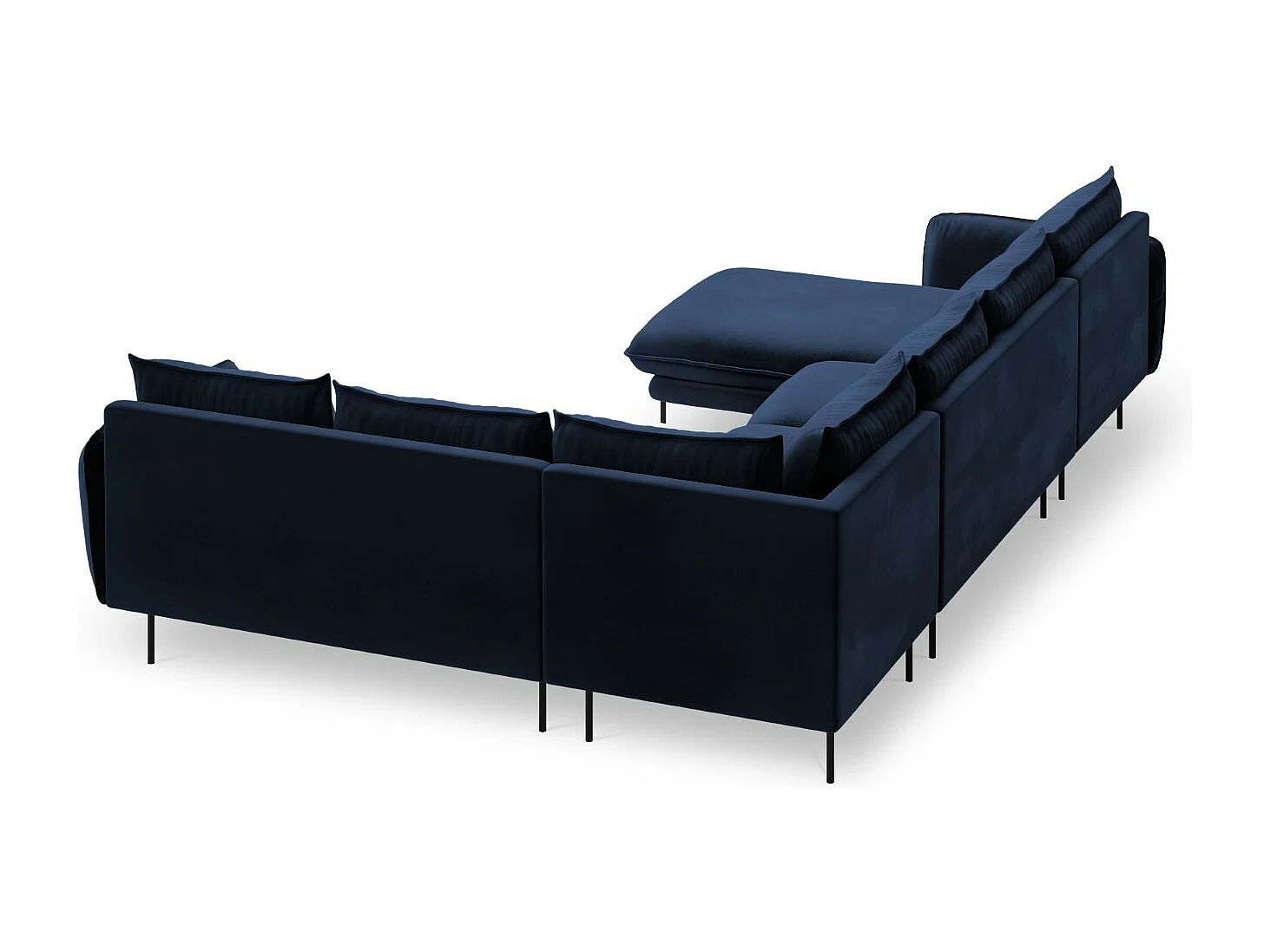 Cosmopolitan Design - Narożnik prawy panoramiczny, "Vienna" 7 miejsc welur, błękit królewski - 330x235x95cm