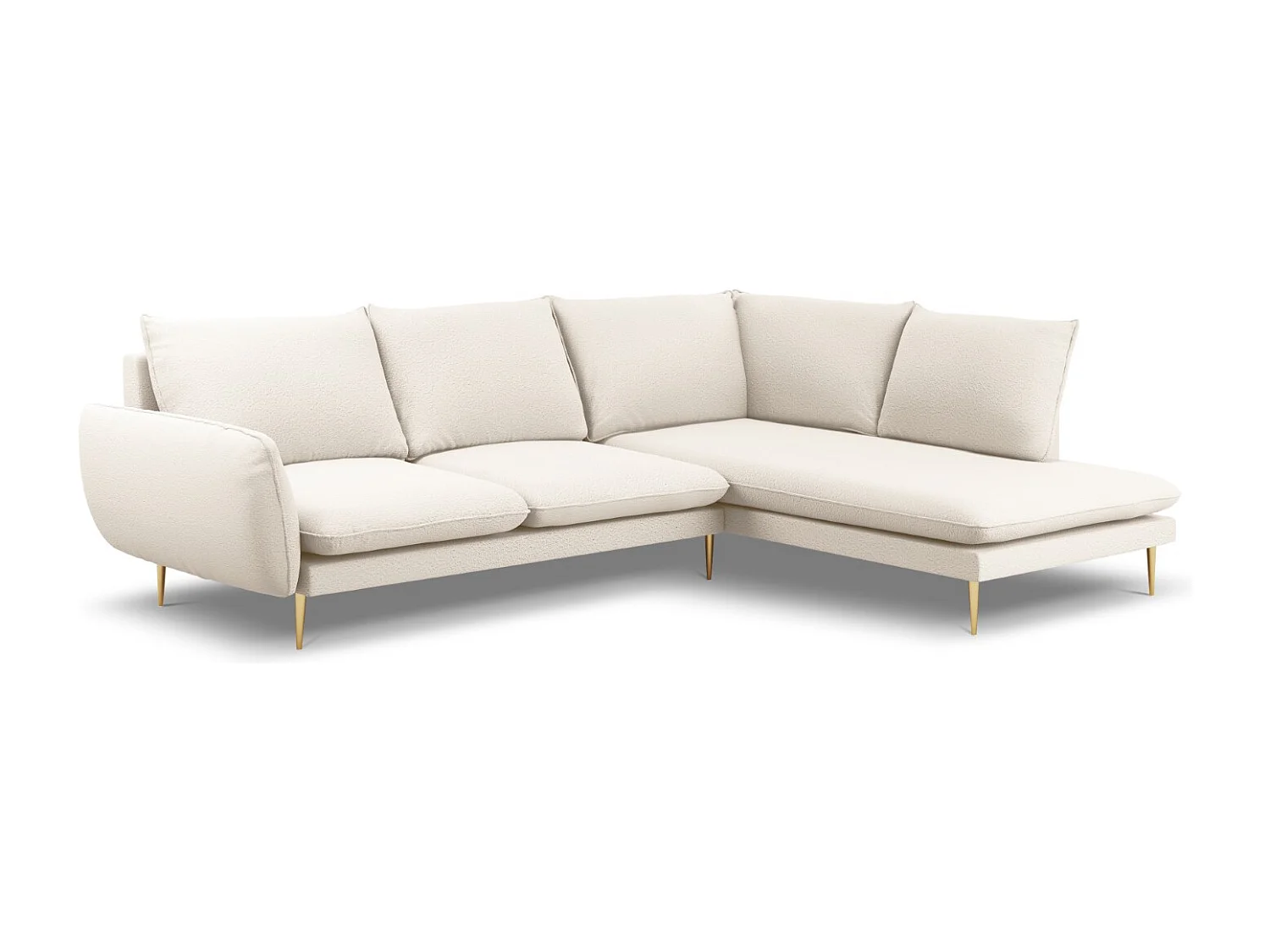 Cosmopolitan Design - Sofá esquinero derecho "Vienna" 6 plazas de tejido bouclé beige - 275x185x95cm