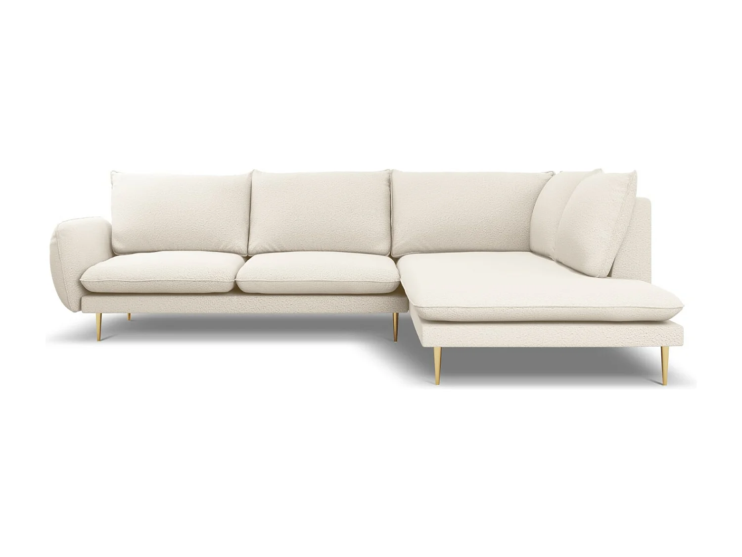 Cosmopolitan Design - Sofá esquinero derecho "Vienna" 6 plazas de tejido bouclé beige - 275x185x95cm