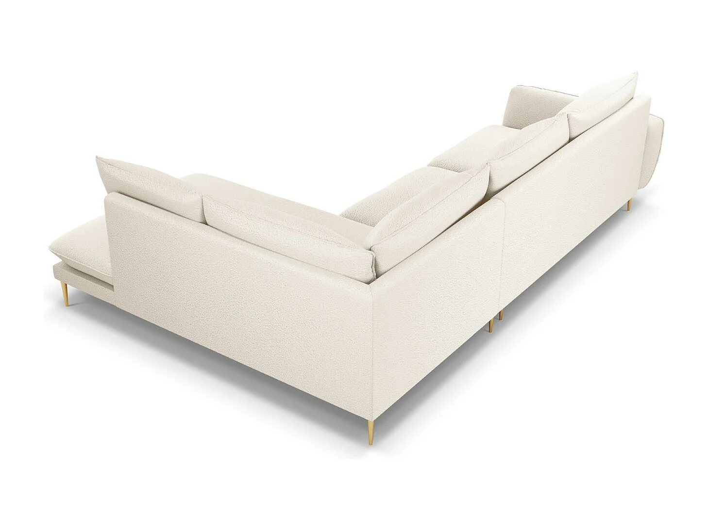 Cosmopolitan Design - Sofá esquinero derecho "Vienna" 6 plazas de tejido bouclé beige - 275x185x95cm